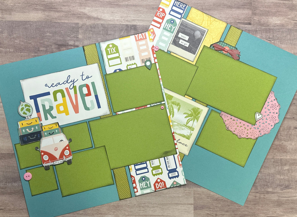 Ready To Travel - My Happy Place, Travel themed 2 page DIY scrapbooking layout Kit, Pack Your Bags Simple Stories