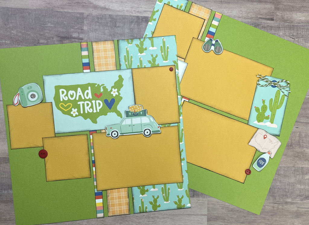 Road Trip - Let's Get Lost, Travel themed 2 page DIY scrapbooking layout Kit, Pack Your Bags Simple Stories