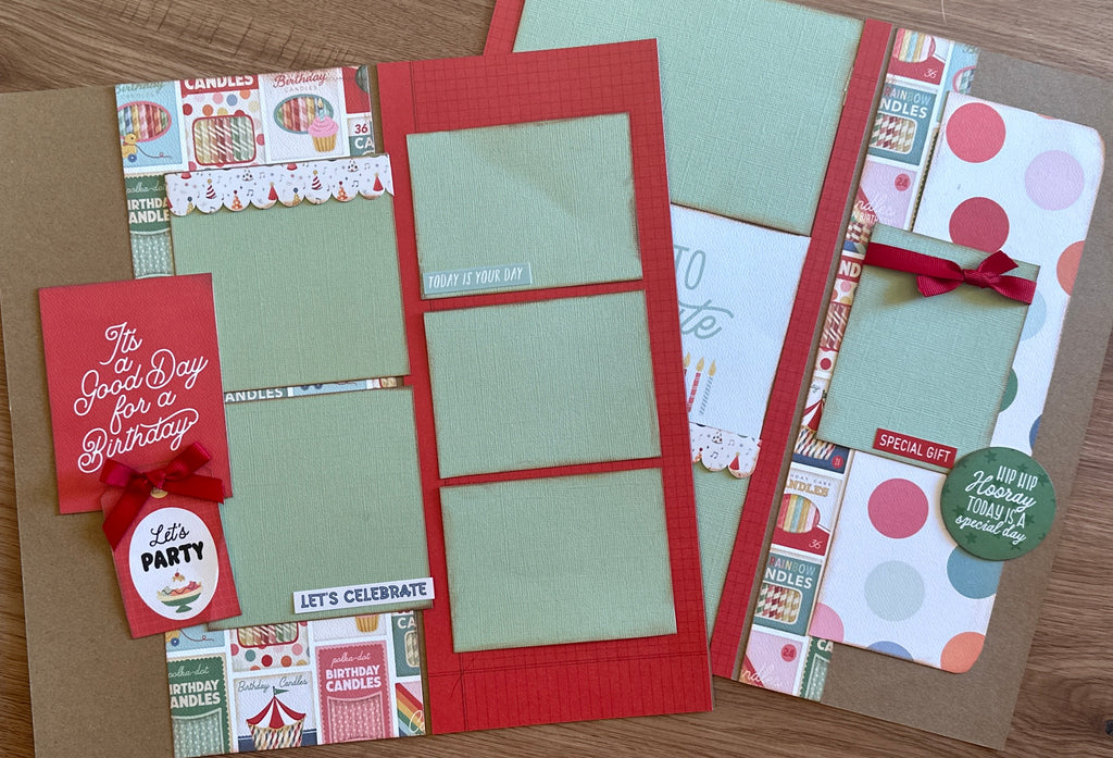It's A Good Day For A Birthday,  Birthday Themed 2 Page Scrapbooking layout Kit, diy birthday kit, Carta Bella They Say It's Your Birthday