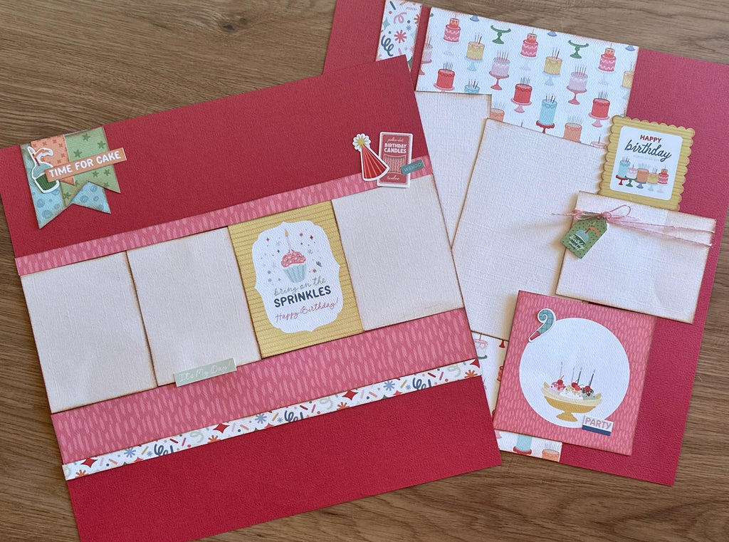 Bring On The Sprinkles, Birthday Themed 2 Page Scrapbooking layout Kit, diy birthday kit, Carta Bella They Say It's Your Birthday