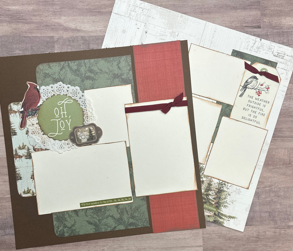 Oh Joy - The Weather Outside Is Frightful, Christmas/Winter Themed  2 Page Scrapbooking Layout Kit, Christmas diy craft kit