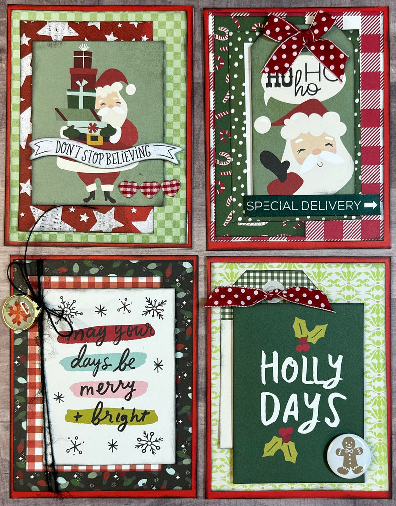 Don't Stop Believing, Christmas themed Card Kit- 4 pack DIY Holiday Card Making Kit Diy Christmas craft