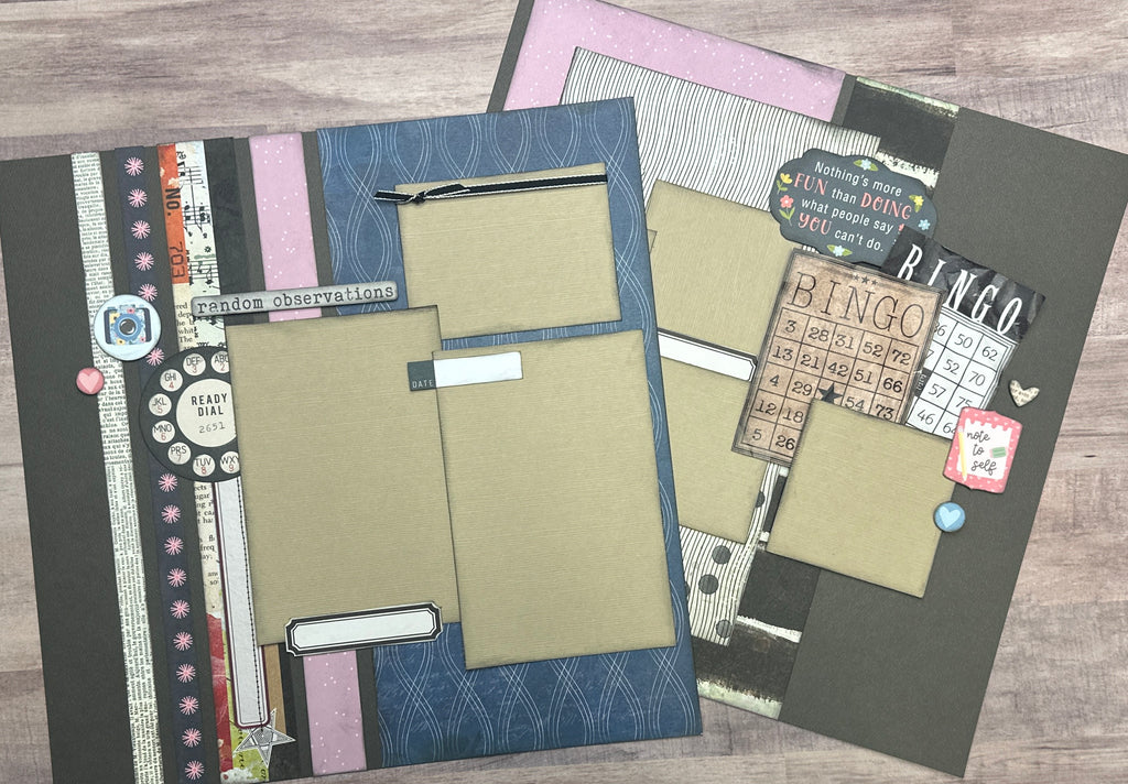 Random Observations, General DIY 2 Page Scrapbooking Layout Kit, Vicki Boutin