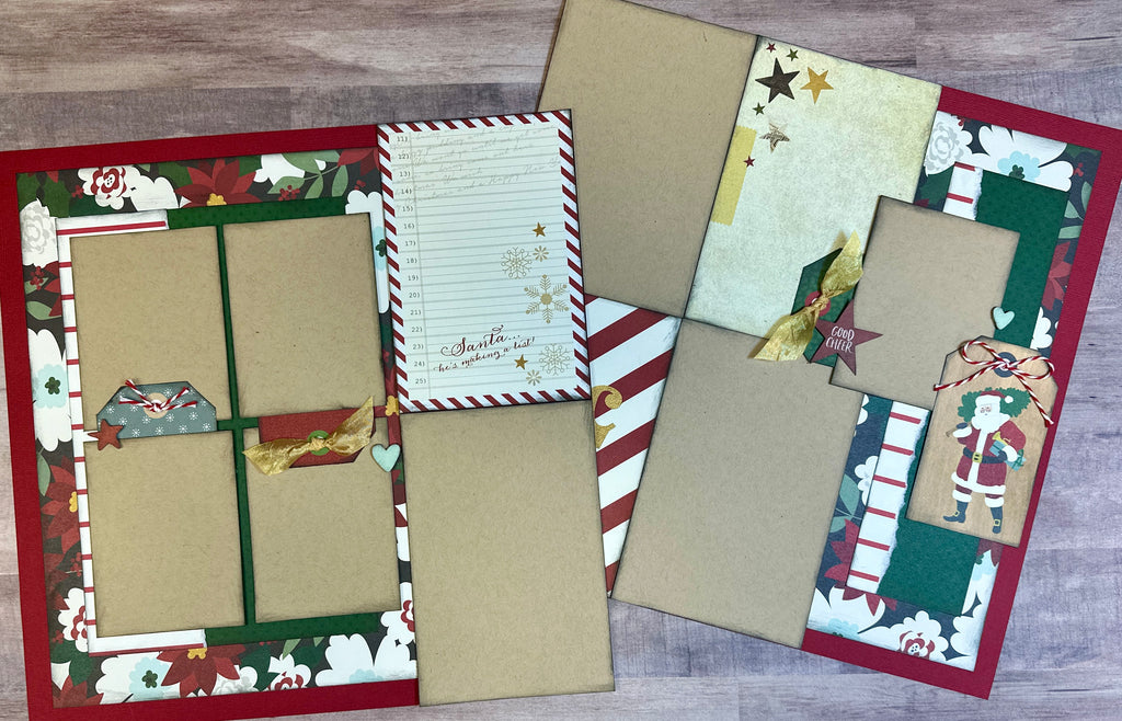 Santa He's Making A List,Christmas Themed 2 Page Scrapbooking Kit, Christmas diy craft kit