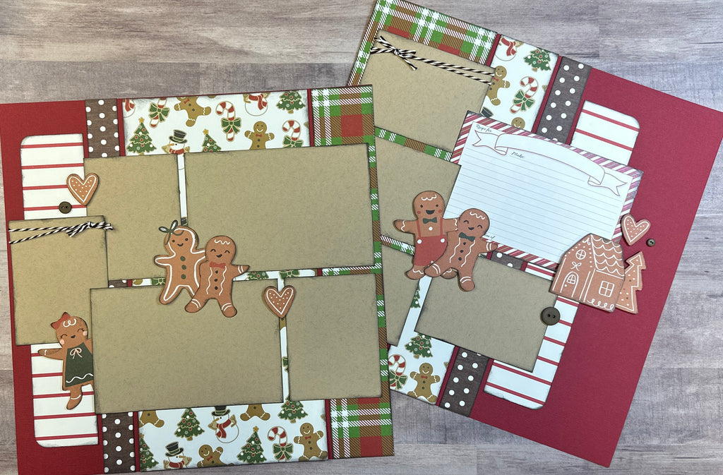 Gingerbread - Holiday Cookies, Christmas Themed 2 Page Scrapbooking Kit, Christmas diy craft kit