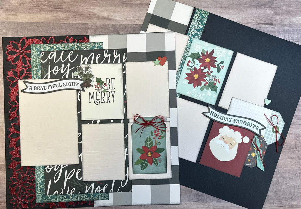 Be Merry - A Beautiful Sight, Christmas Themed 2 Page Scrapbooking Kit, Christmas diy craft kit