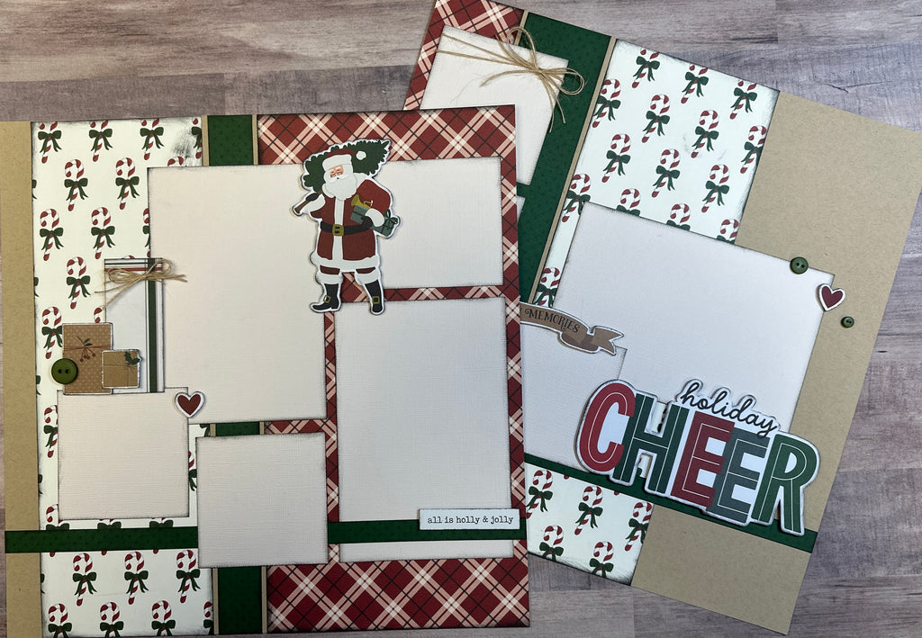 Holiday Cheer, Christmas Themed 2 Page Scrapbooking Kit, Christmas diy craft kit