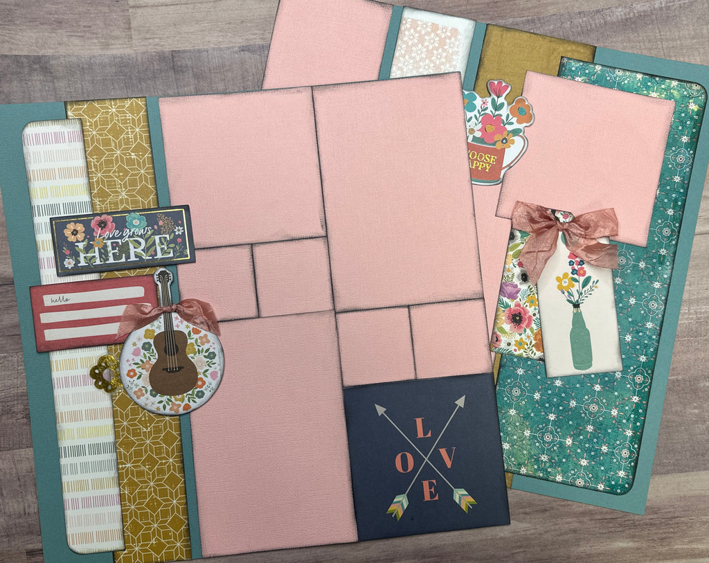 Love Grows Here - Choose Happy, General DIY 2 Page Scrapbooking Layout Kit, Vicki Boutin