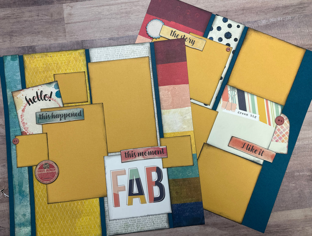 FAB Hello - This Happened, General DIY 2 Page Scrapbooking Layout Kit, Vicki Boutin