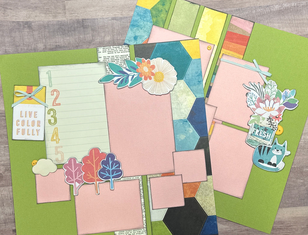 Live Colorfully,  General DIY 2 Page Scrapbooking Layout Kit, Vicki Boutin