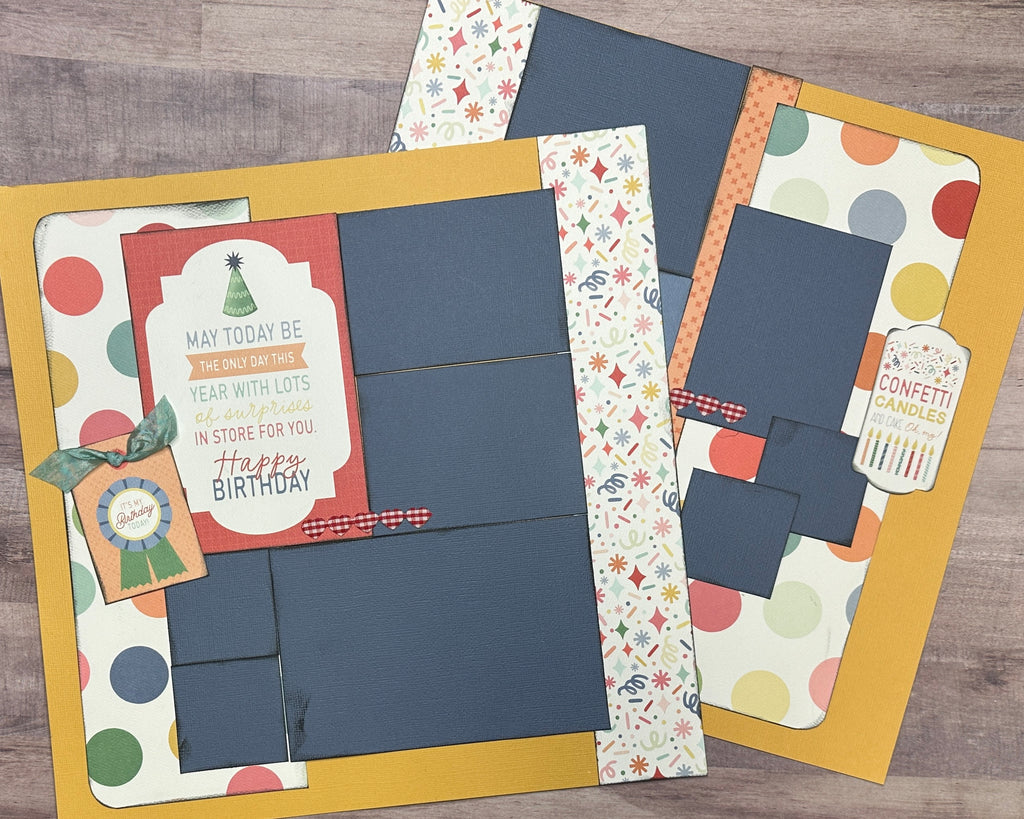 Confetti  Candles and Cake Oh My!, Birthday Themed 2 Page Scrapbooking layout Kit, diy birthday kit, Carta Bella They Say It's Your Birthday