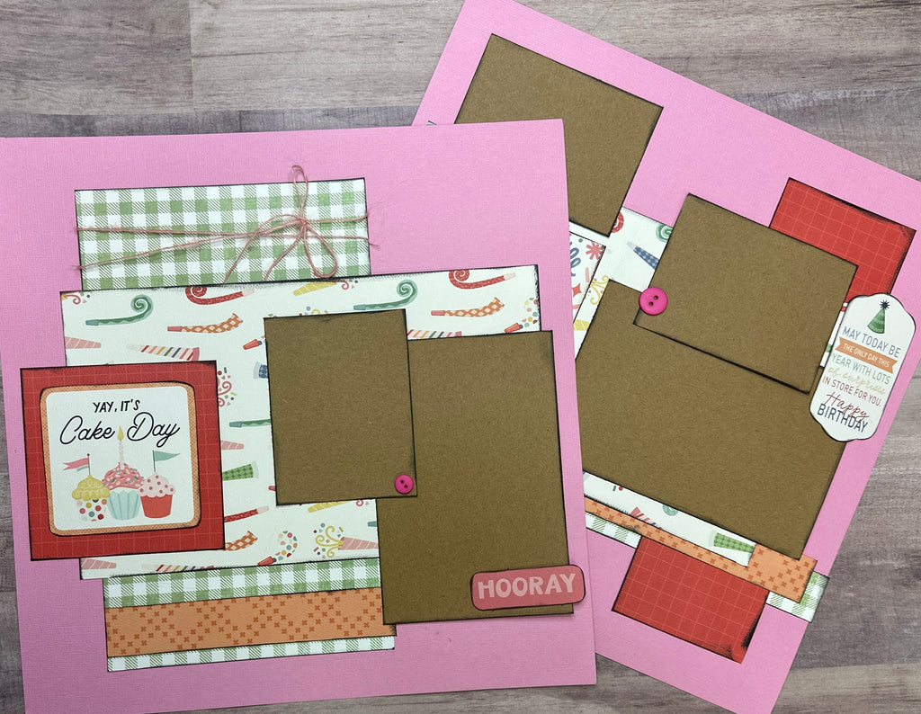 Yay It's Cake Day, Birthday Themed 2 Page Scrapbooking layout Kit, diy birthday kit, Carta Bella They Say It's Your Birthday