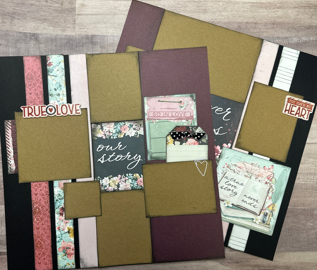 True Love-You Have My Heart, General DIY 2 Page Scrapbooking Layout Kit, Valentine /Wedding / Love