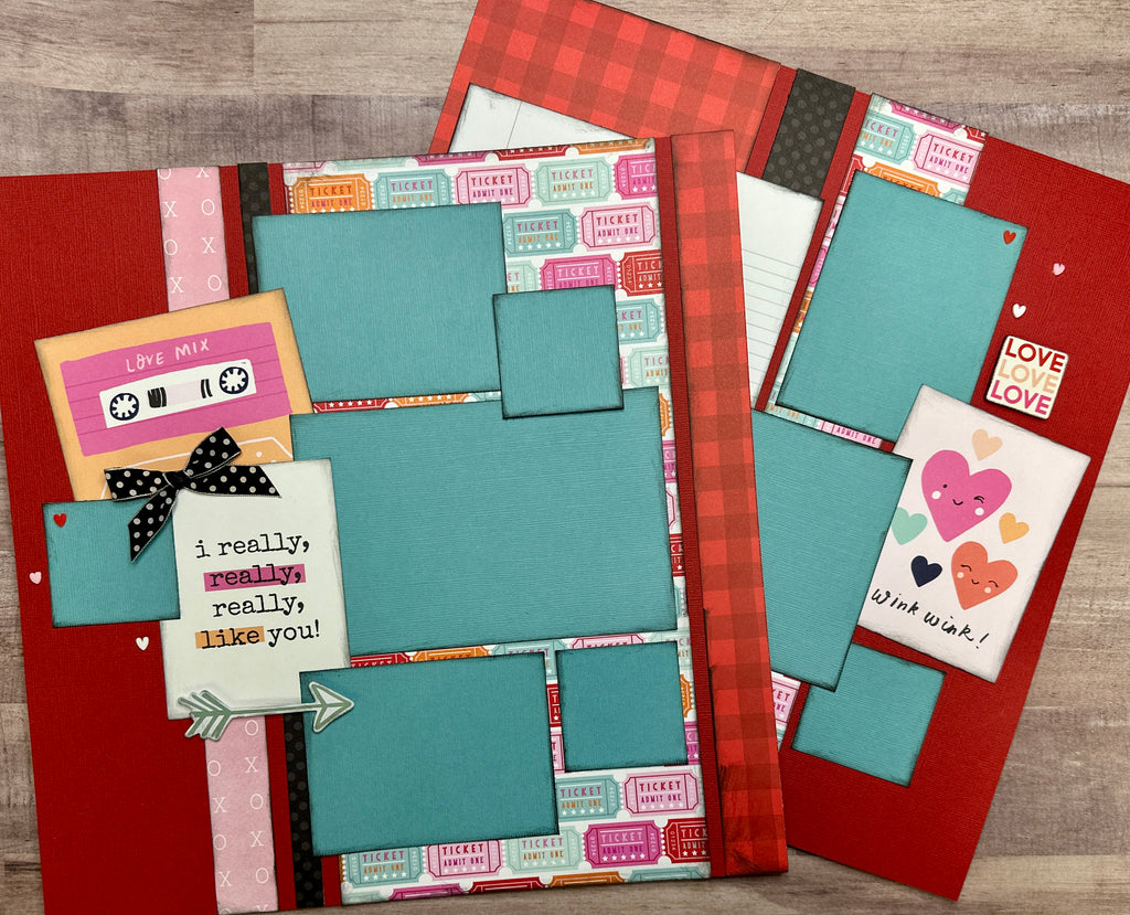 I Really Really Really Like You, Valentine /Love/Wedding themed DIY 2 Page Scrapbooking Layout Kit, Valentine /Wedding / Love