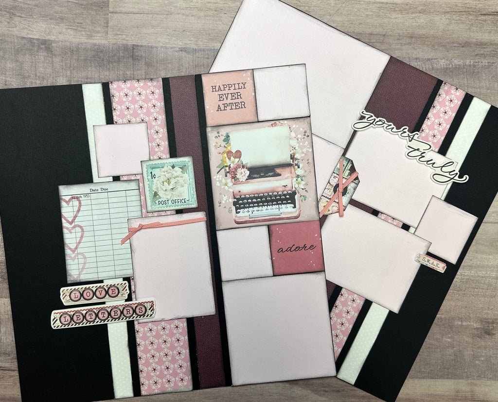 Yours Truly - Happily Ever After, Wedding themed DIY 2 Page Scrapbooking Layout Kit, Valentine /Wedding / Love