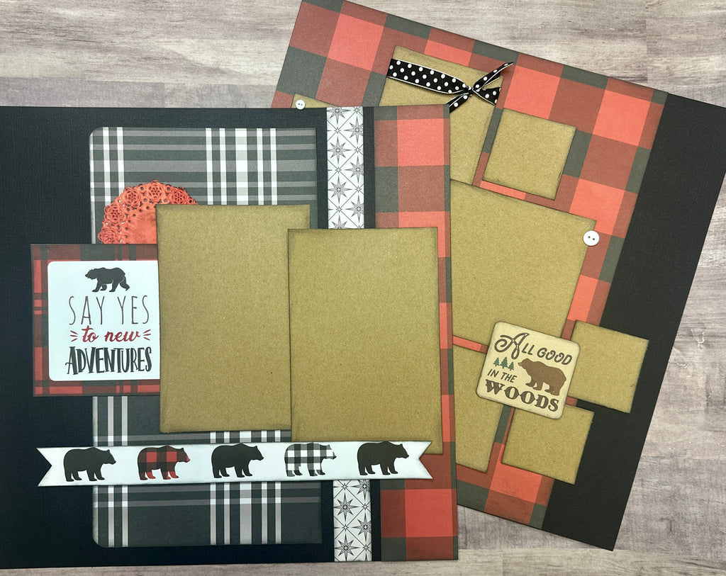 Say Yes To New Adventures,  Outdoor Themed 2 page Scrapbooking Layout Kit, outdoor craft, camping craft kit