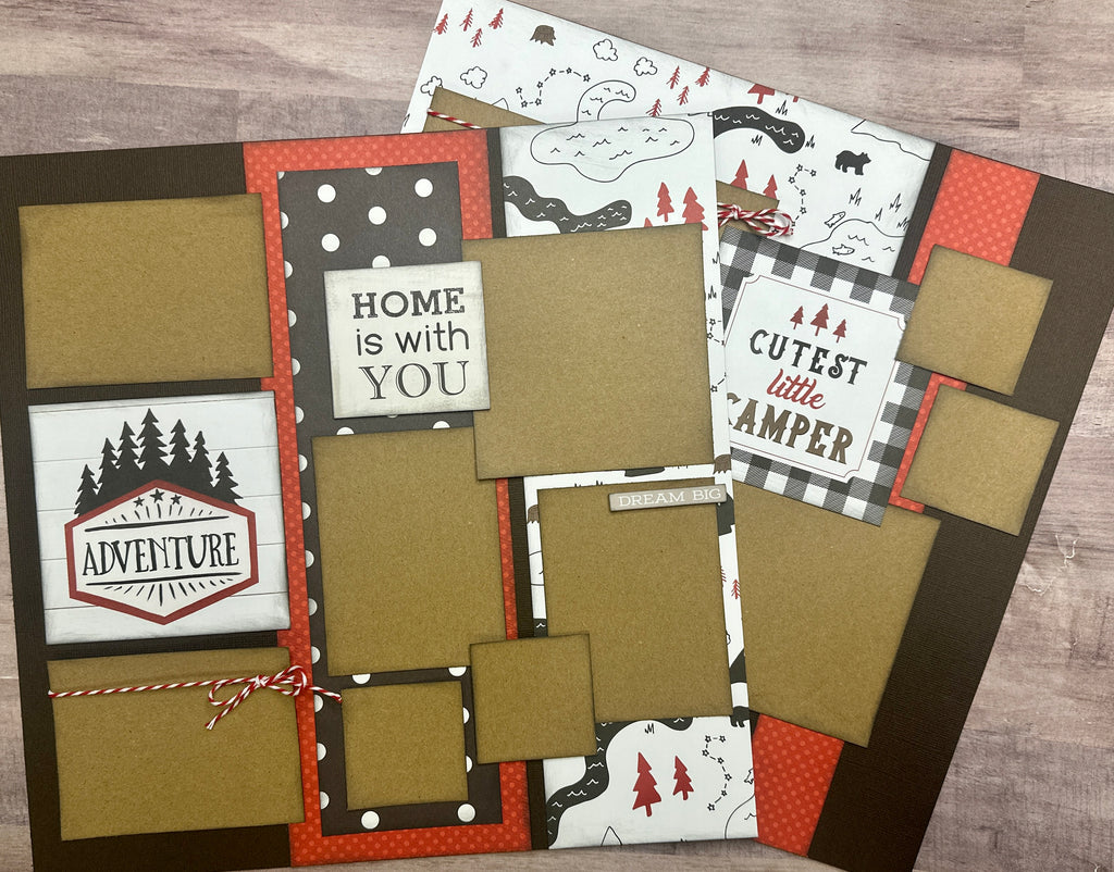 Be Brave Be Strong Be You, Outdoor Themed 2 page Scrapbooking Layout Kit, outdoor craft, camping craft kit