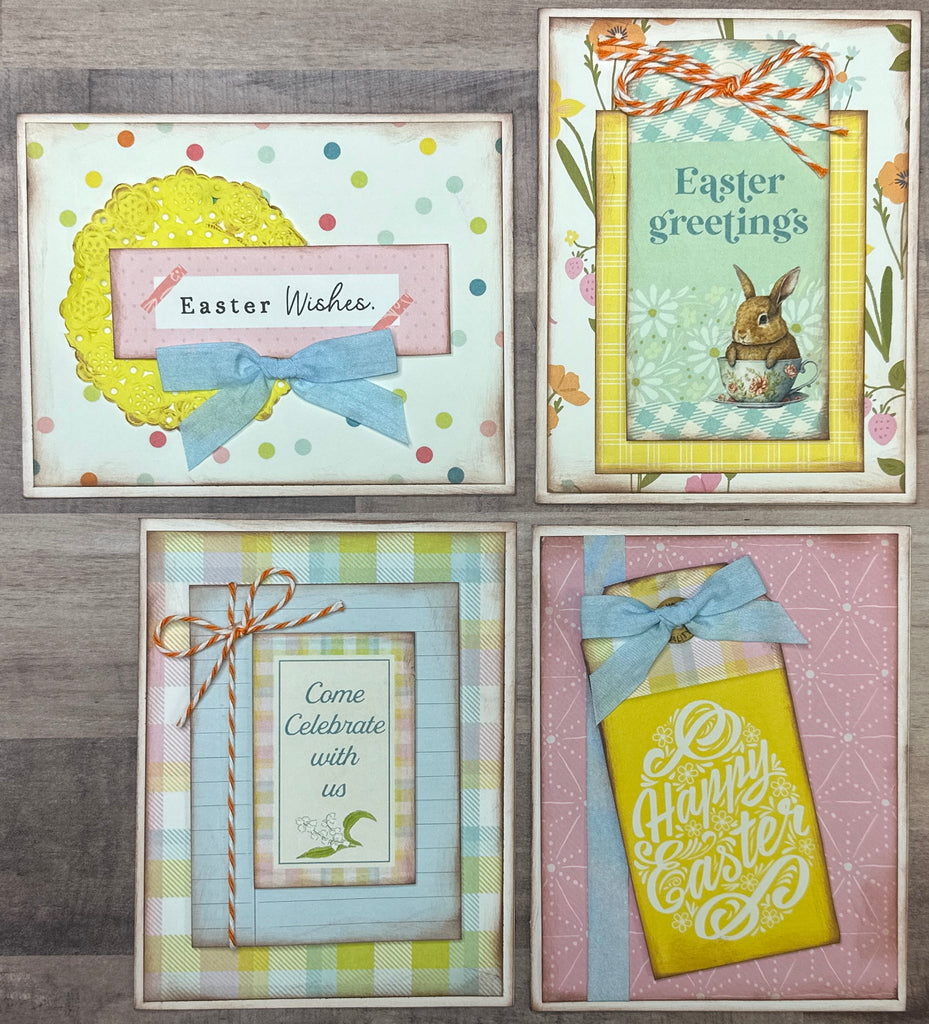 Easter Greetings,  Easter Themed Card Kit- 4 pack DIY card kit, DIY card craft, DIY card Easter
