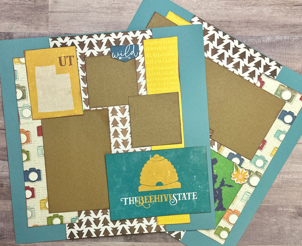 Utah - The Beehive State, Travel Themed 2 page Scrapbooking Layout Kit, outdoor craft, travel Utah