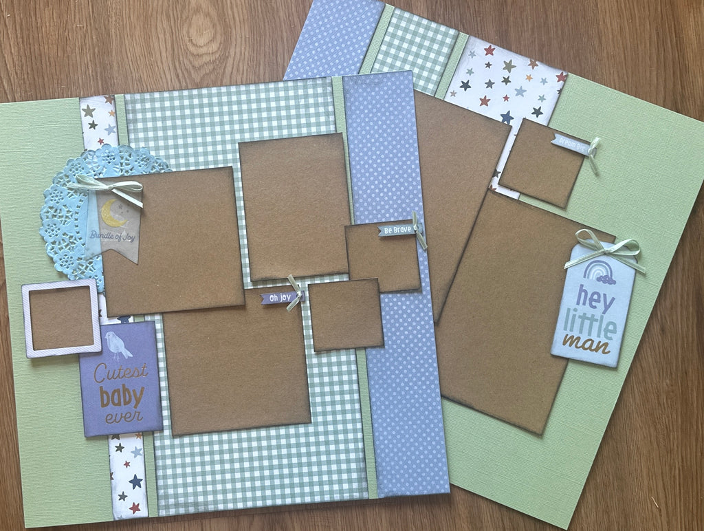 Cutest Baby Ever -  Baby Boy / Kid Themed 2 page Scrapbooking Layout Kit, American Crafts Hello Baby Boy