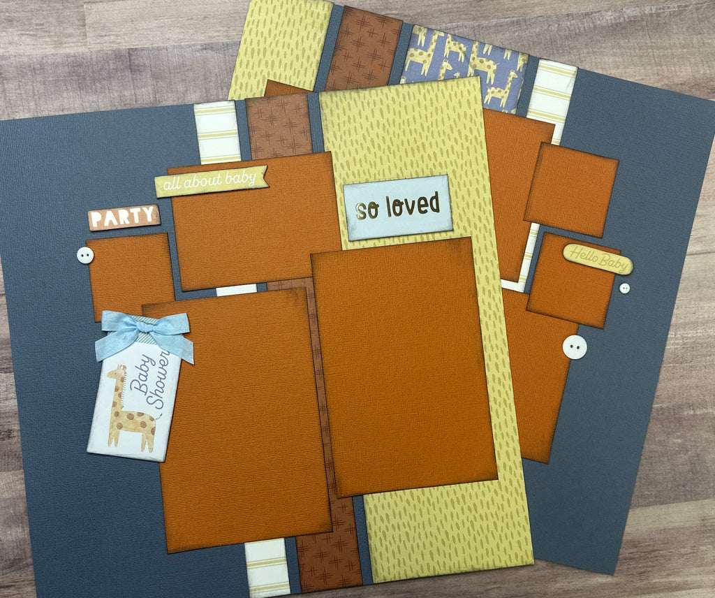 Baby Shower - All About Baby, Baby Boy / Kid Themed 2 page Scrapbooking Layout Kit, American Crafts Hello Baby Boy