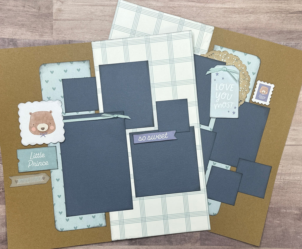 Little Prince- Happy Boy, Baby Boy / Kid Themed 2 page Scrapbooking Layout Kit, American Crafts Hello Baby Boy