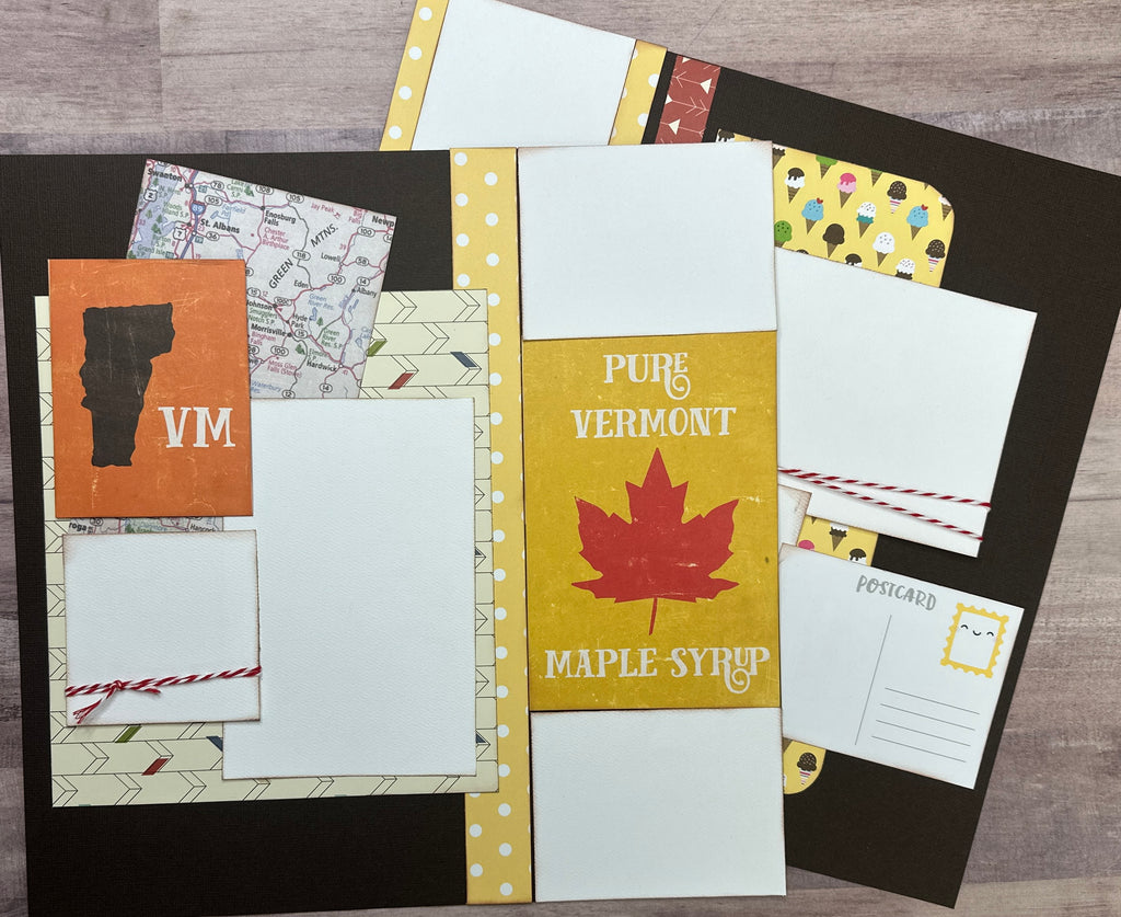 Vermont - Life Is Sweeter, Travel themed 2 page DIY scrapbooking layout Kit, Vermont Travel