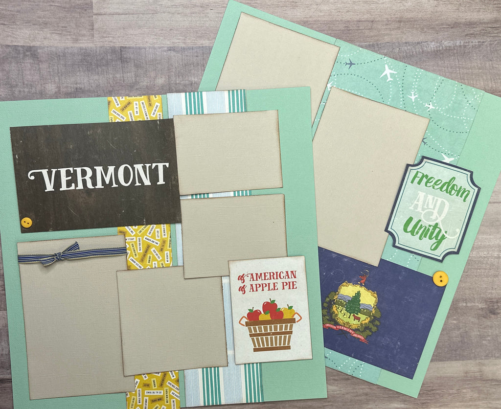 Vermont , Travel themed 2 page DIY scrapbooking layout Kit, Vermont Travel