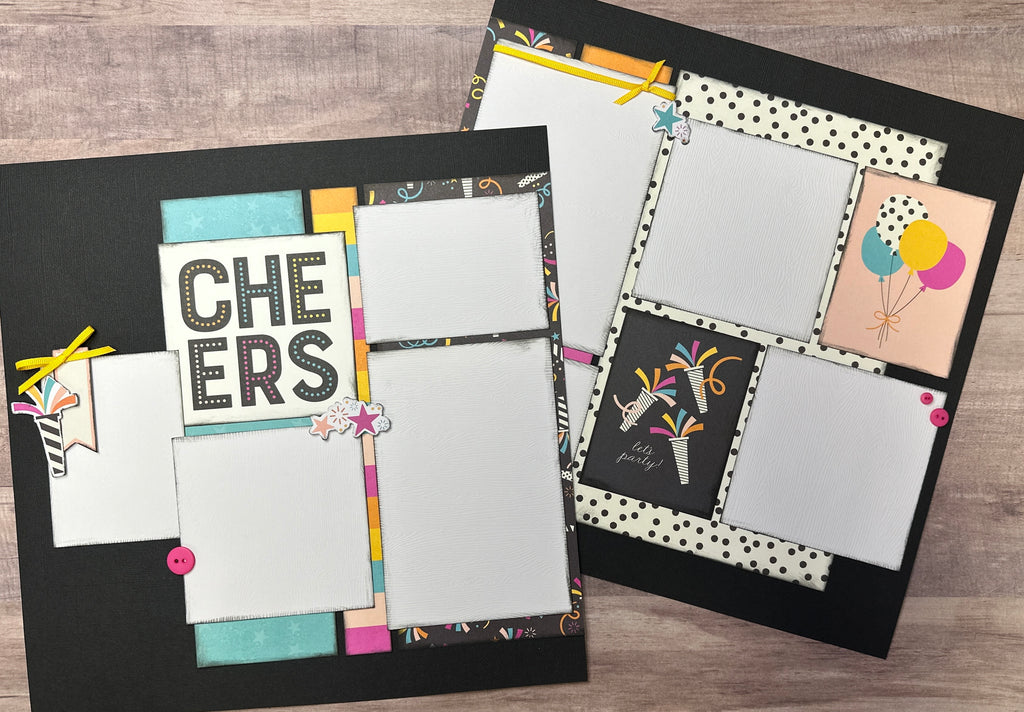 Cheers!  Let's Party, New Years Eve Theme DIY 2 page Scrapbooking Layout Kit, do it yourself scrapbooking kit