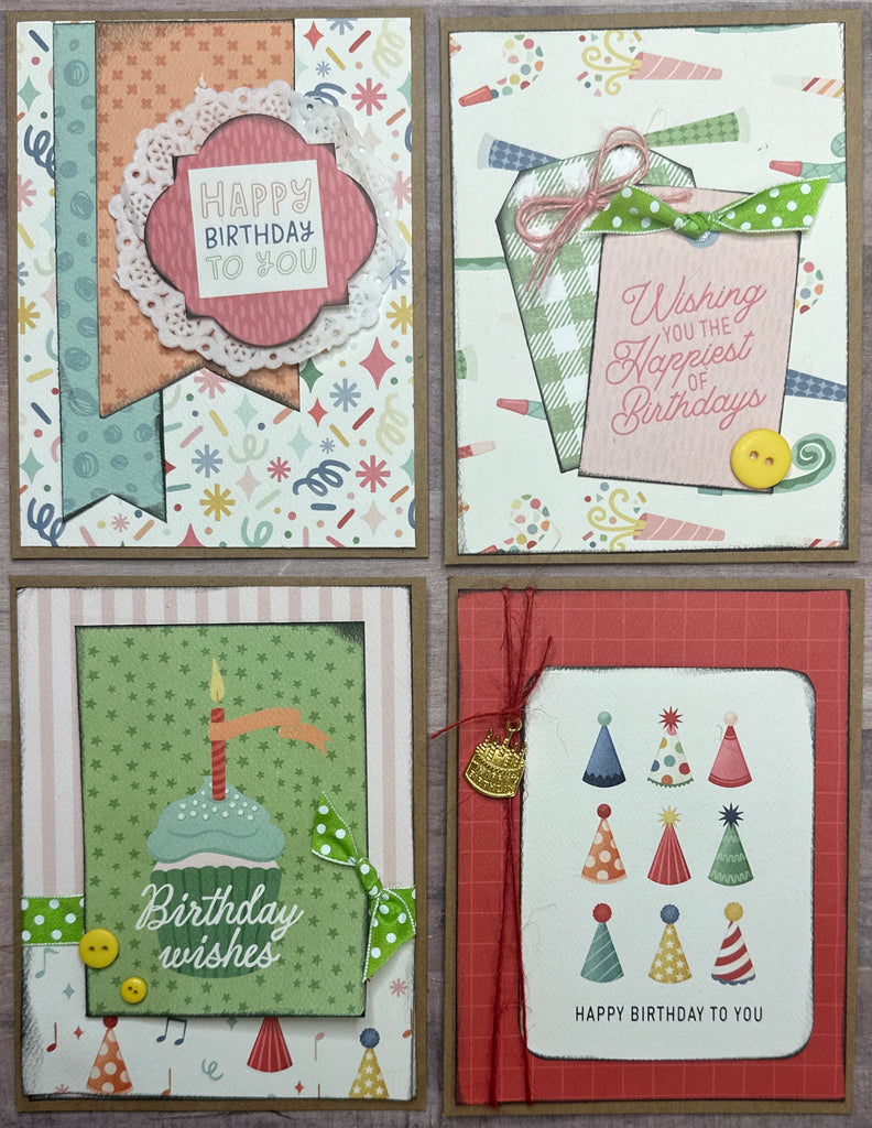 Wishing You The Happiest Of Birthdays, Birthday Card Making Set, 4 pack DIY Card Kit birthday Card Craft DIY