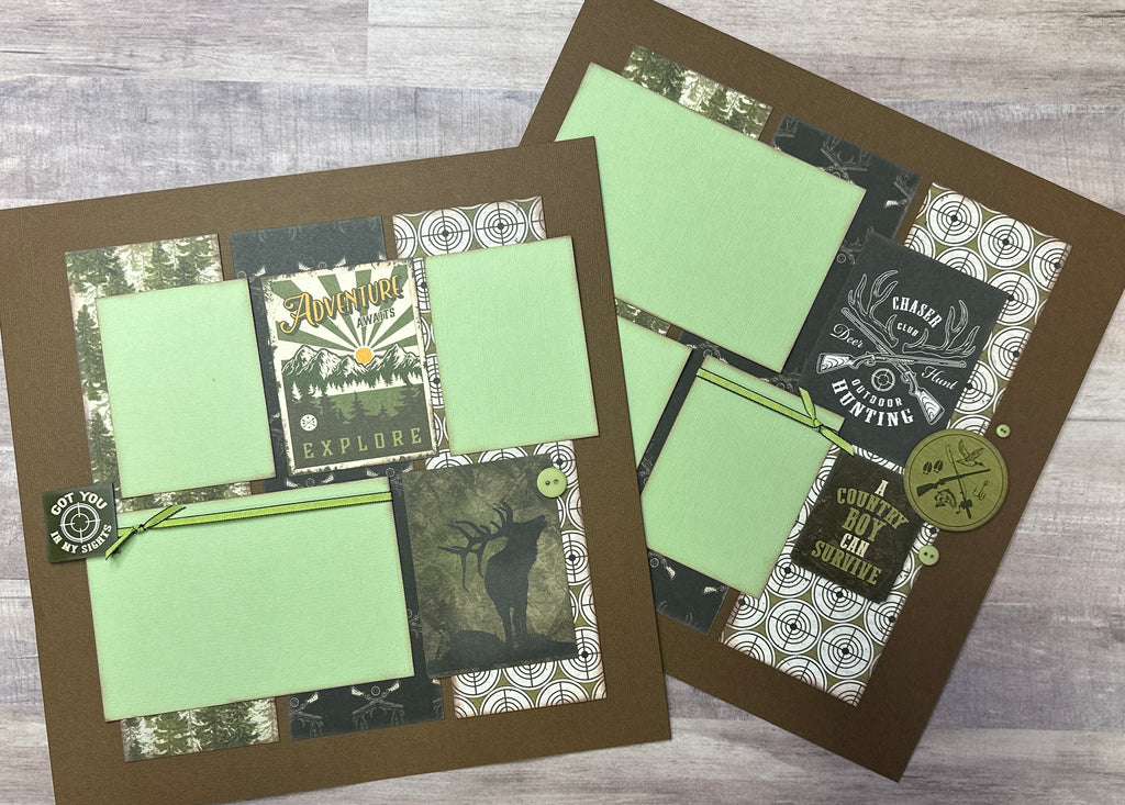 Adventure Awaits - Got You In My Sights, Outdoor/Country Themed 2 page Scrapbooking Layout Kit, outdoor craft, shooting range