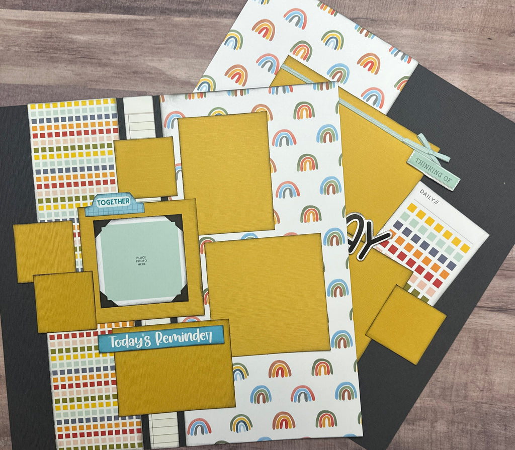 Today's Reminder - Happy Day, General / Family Themed 2 Page Scrapbooking Layout Kit, Simple Stories For The Record