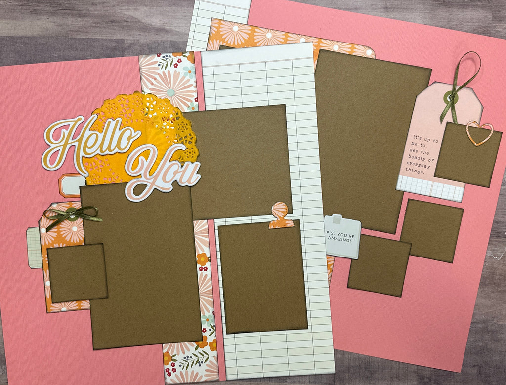 Hello You - PS You're Amazing, General / Family Themed 2 Page Scrapbooking Layout Kit, Simple Stories For The Record