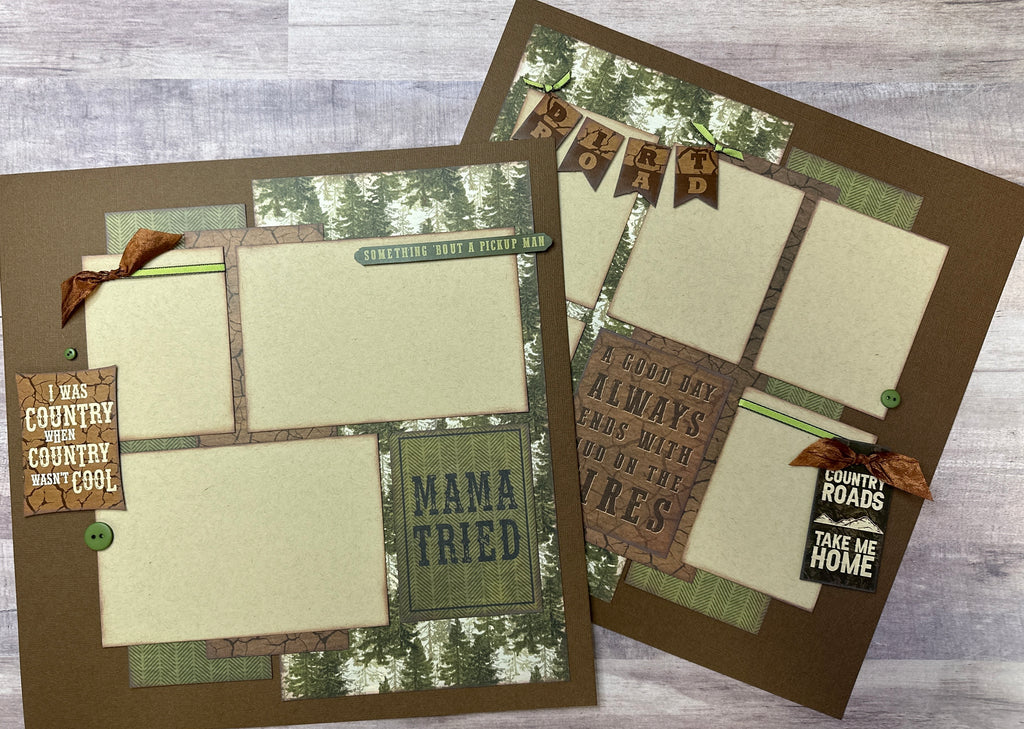 Mama Tried,  Outdoor/Country Themed 2 page Scrapbooking Layout Kit, outdoor craft, shooting range