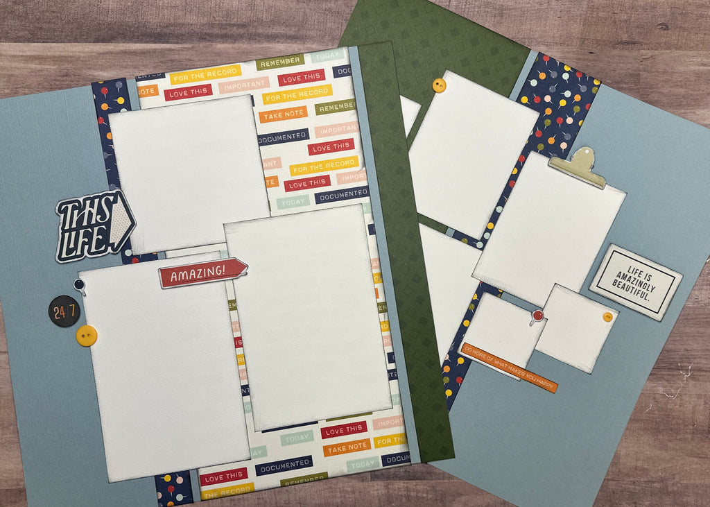 This Life - Life Is Amazingly Beautiful, General / Family Themed 2 Page Scrapbooking Layout Kit, Simple Stories For The Record