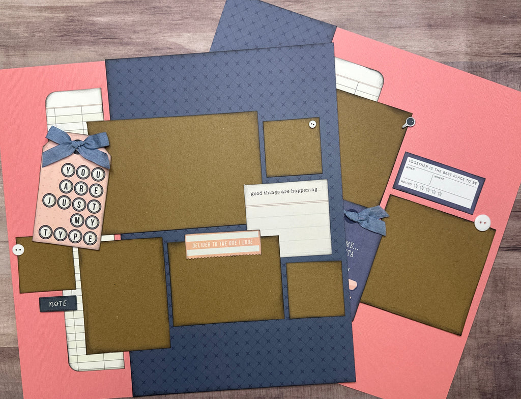 Just My Type,  General / Family Themed 2 Page Scrapbooking Layout Kit, Simple Stories For The Record