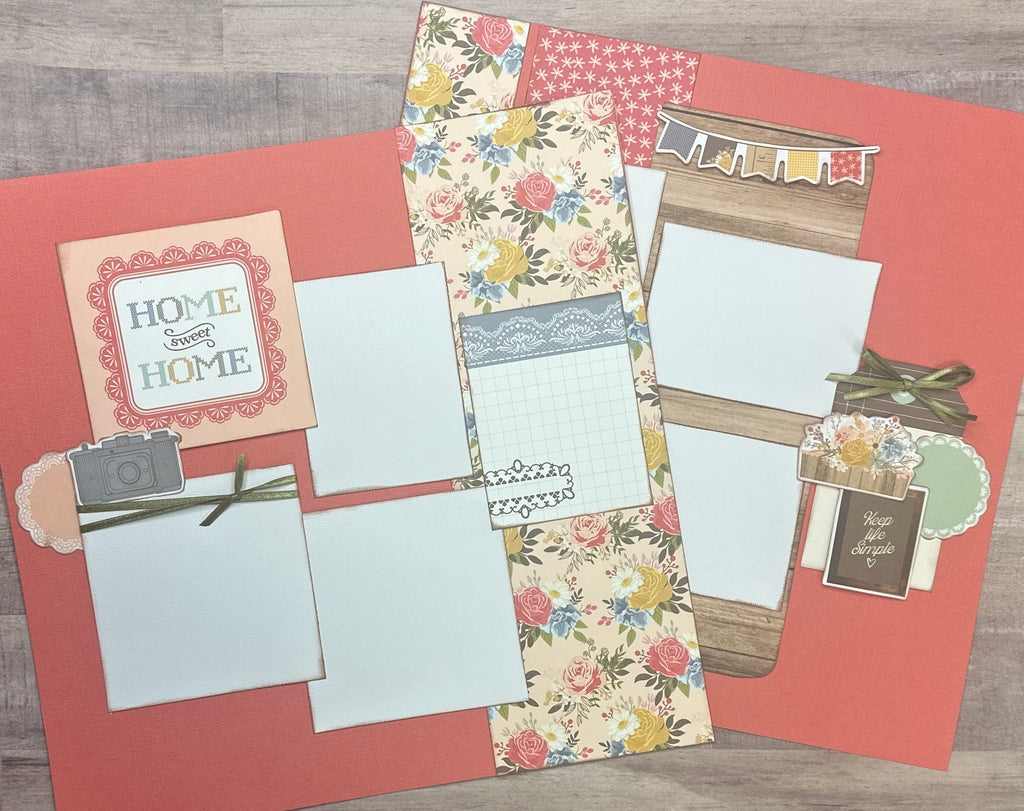 Home Sweet Home - Keep Life Simple, Family Themed 2 Page Scrapbooking Layout Kit,Simple Stories Front Porch