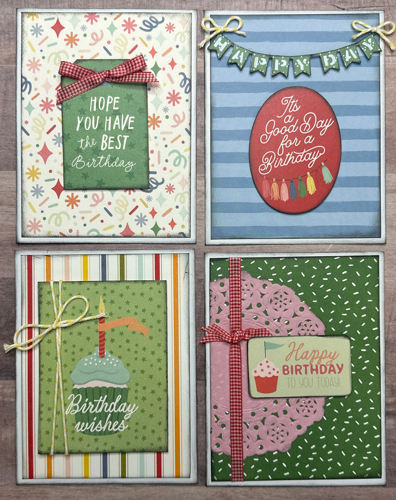 It's A Good Day For A Birthday, Birthday Card Making Set, 4 pack DIY Card Kit birthday Card Craft DIY