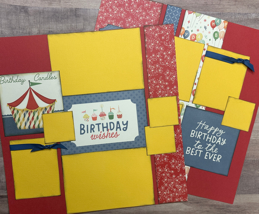 Birthday Wishes - Make A Wish, Birthday Themed 2 Page Scrapbooking layout Kit, diy birthday kit, Carta Bella They Say It's Your Birthday