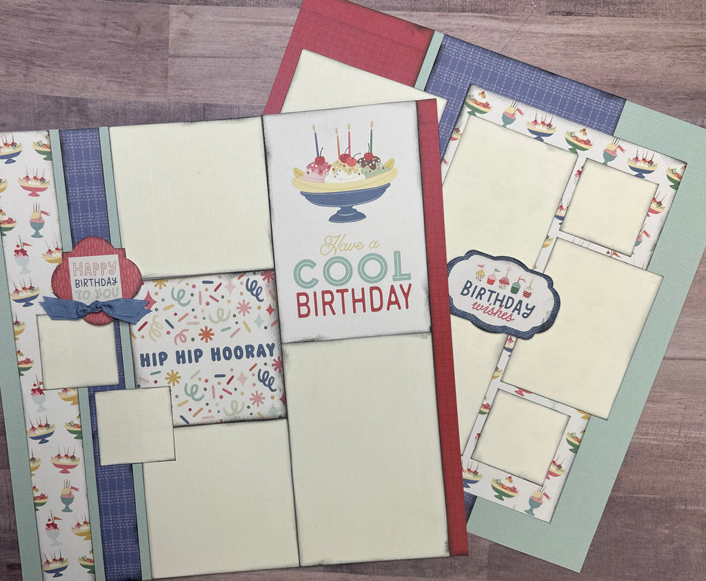 Have A Cool Birthday, Birthday Themed 2 Page Scrapbooking layout Kit, diy birthday kit, Carta Bella They Say It's Your Birthday