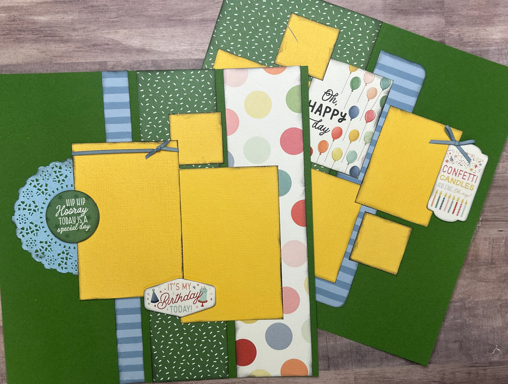 Oh Happy Day - It's My Birthday Today, Birthday Themed 2 Page Scrapbooking layout Kit, diy birthday kit, Carta Bella They Say It's Your Birthday