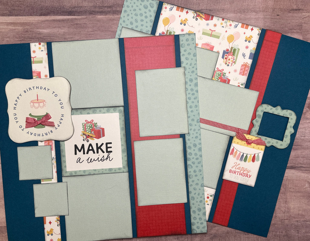 Make A Wish - Happy Birthday, Birthday Themed 2 Page Scrapbooking layout Kit, diy birthday kit, Carta Bella They Say It's Your Birthday