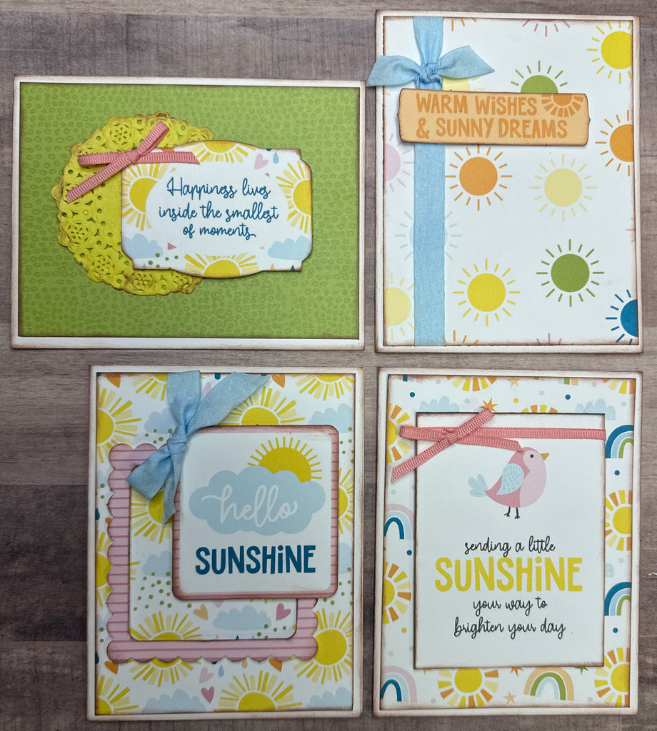 Sending A Little Sunshine - Summer/General Themed Card Kit- 4 pack DIY Card Making Kit, Echo Park You Are My Sunshine, DIY Card Kit