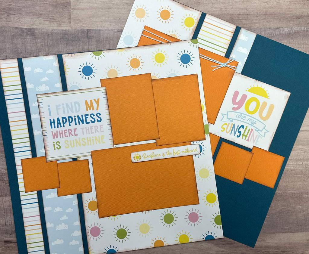 You Are My Sunshine - I Find My Happiness sWhere There Is Sunshine,  Summer themed 2 Page Scrapbooking Layout Kit DIY,  DIY Summer scrapbook, Echo Park - You Are My Sunshine