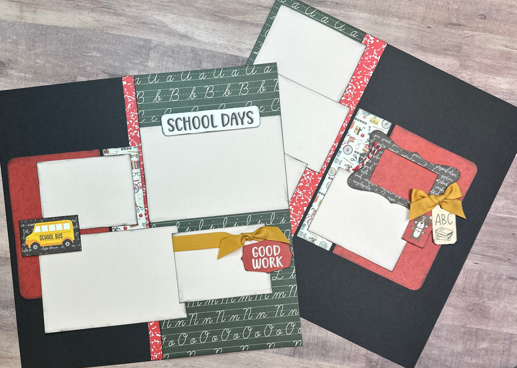 School Days - Good Work, School Themed DIY Scrapbook Kit, 2 page Scrapbooking layout kit, School themed diy craft kit,