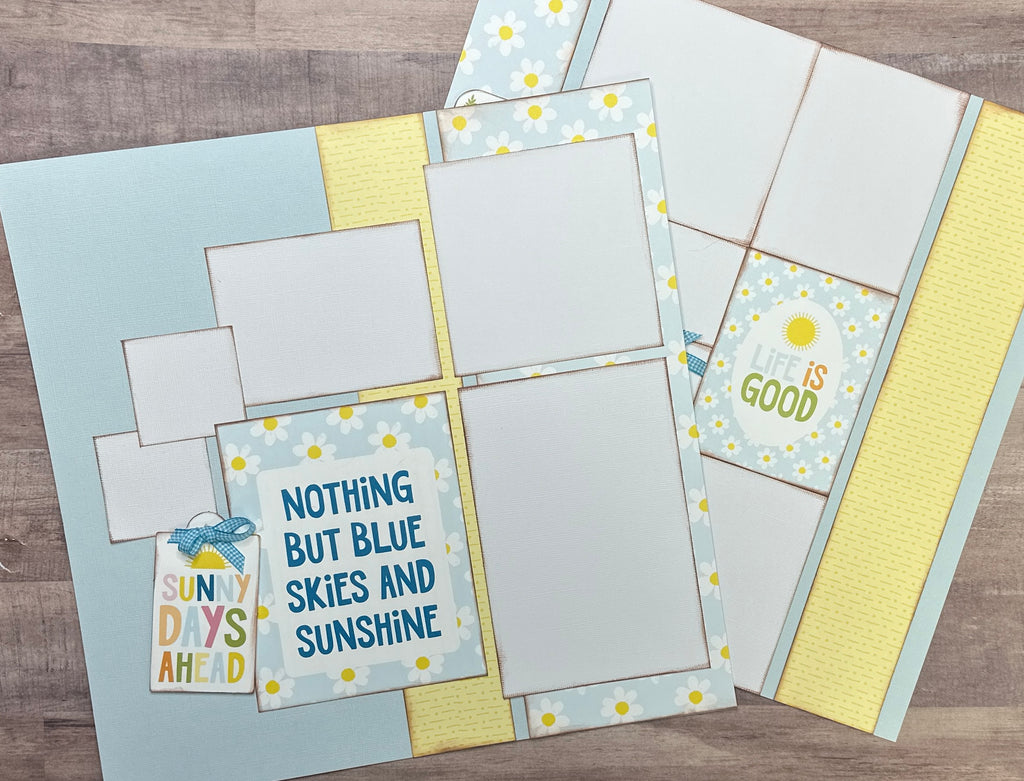 Nothing But Blue Skies And Sunshine, Summer themed 2 Page Scrapbooking Layout Kit DIY,  DIY Summer scrapbook, Echo Park - You Are My Sunshine