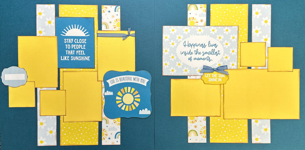 Stay Close To People That Feel Like Sunshine, Summer themed 2 Page Scrapbooking Layout Kit DIY,  DIY Summer scrapbook, Echo Park - You Are My Sunshine