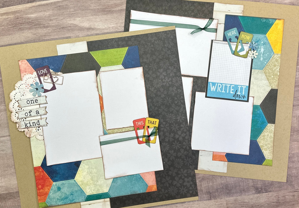 One Of A Kind - Love This And That,  Family themed DIY scrapbooking kit,  2 Page Scrapbooking Layout Kit