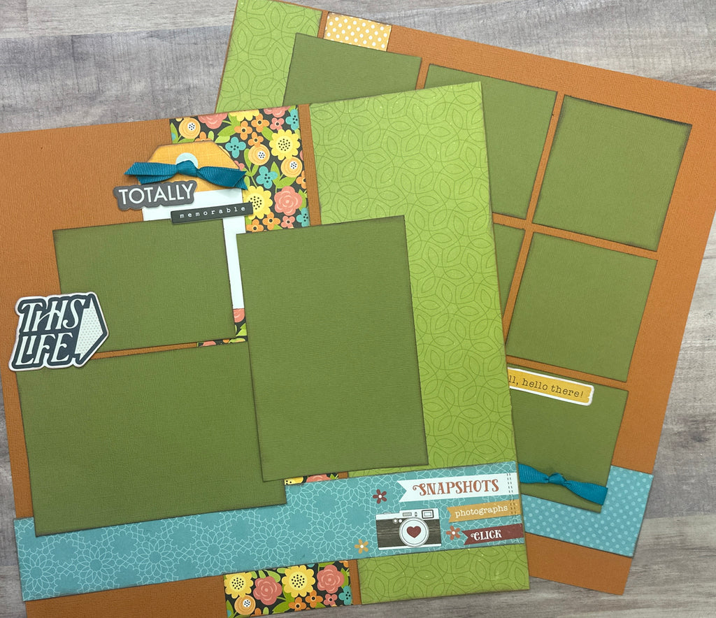 Snapshots, Photographs, Click, General / Family Themed 2 Page Scrapbooking Layout Kit, DIY Scrapbook Kit, Family Photos