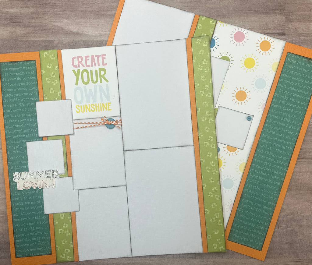There Is Sunshine In My Soul, Summer themed 2 Page Scrapbooking Layout Kit DIY,  DIY Summer scrapbook, Echo Park - You Are My Sunshine